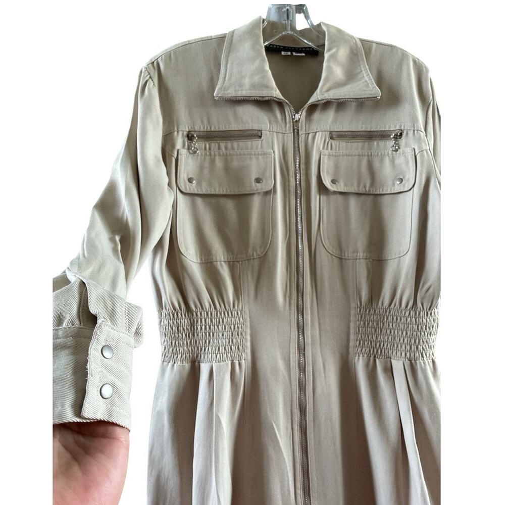 Karen Alexander vintage khaki full zip trench dress size 12 - Picture 9 of 15
